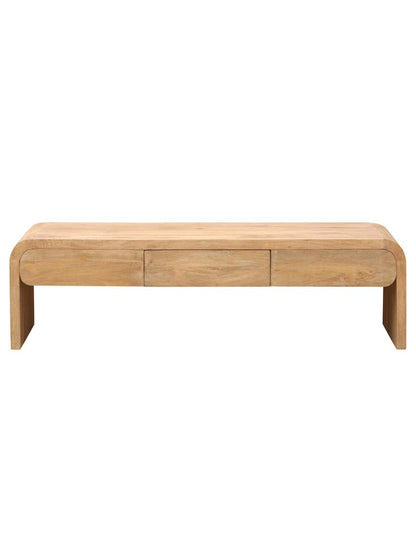 Meuble TV manguier bois clair Losail 160 cm fond blanc — Bōme