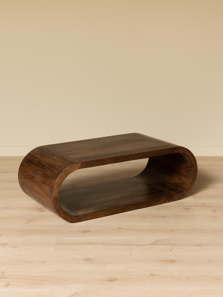 Table basse manguier bois foncé loop Looping angle 3/4 — Bōme