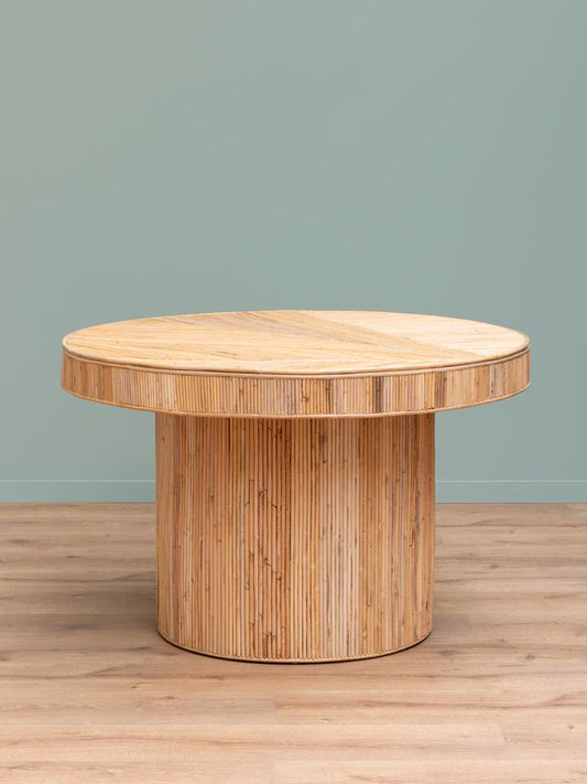 Table à manger ronde rotin naturel Carica 120 cm vue de face — Bōme