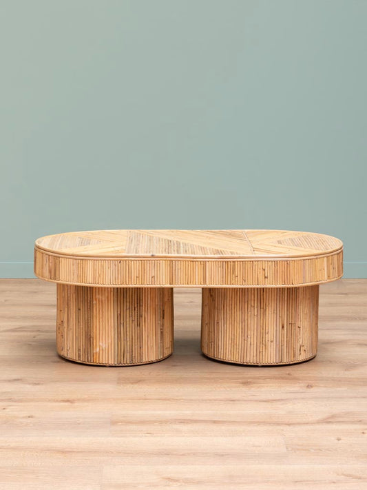 Profil table basse rotin cylindrique Carica pieds cannelés — Bōme