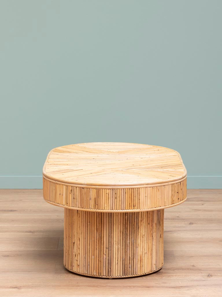 Profil table basse rotin cylindrique Carica pieds cannelés — Bōme