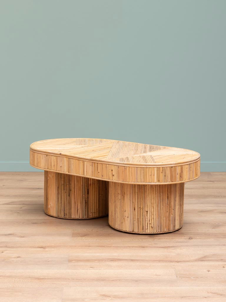 Profil table basse rotin cylindrique Carica pieds cannelés — Bōme