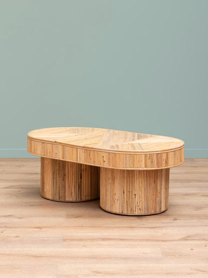 Profil table basse rotin cylindrique Carica pieds cannelés — Bōme