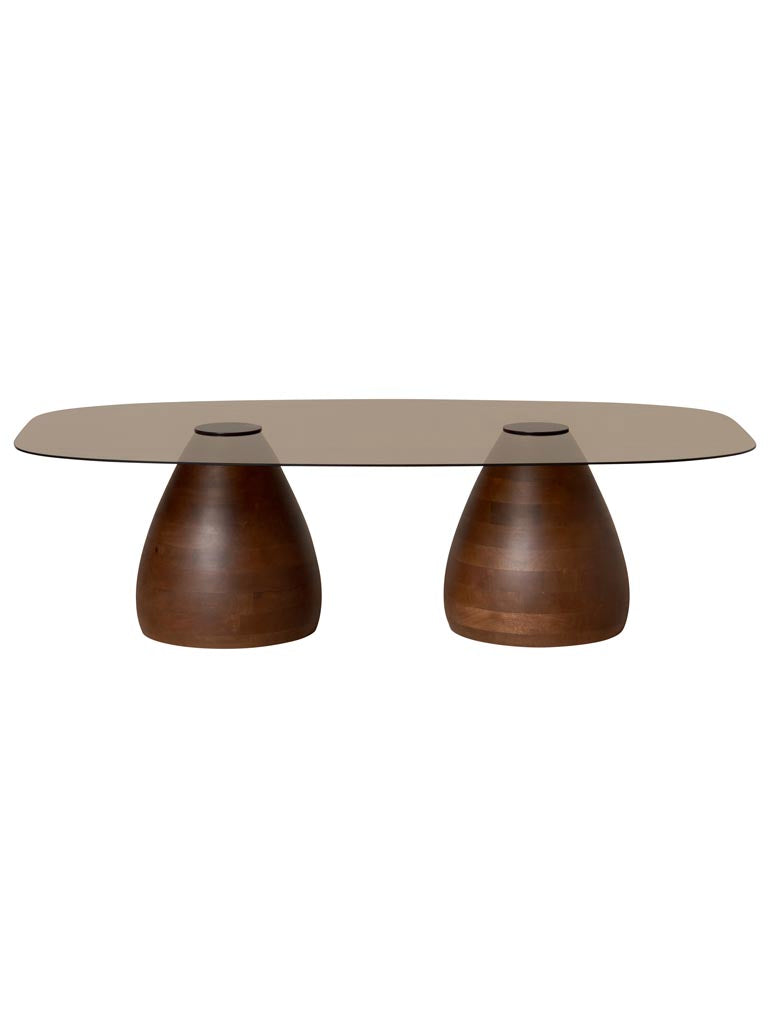 Table basse verre fumé manguier Ganache 140 cm fond neutre — Bōme