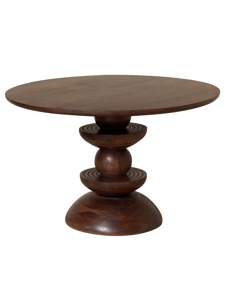Table ronde manguier 120 cm pied sculpté totem Cup — Bōme