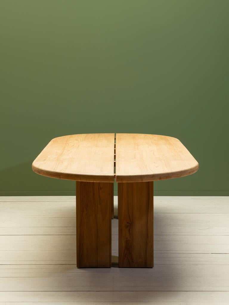 Table à dîner ovale teck bois clair Atlas vue de face — Bōme