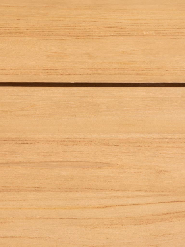 Détail veines teck massif bois clair table Atlas — Bōme